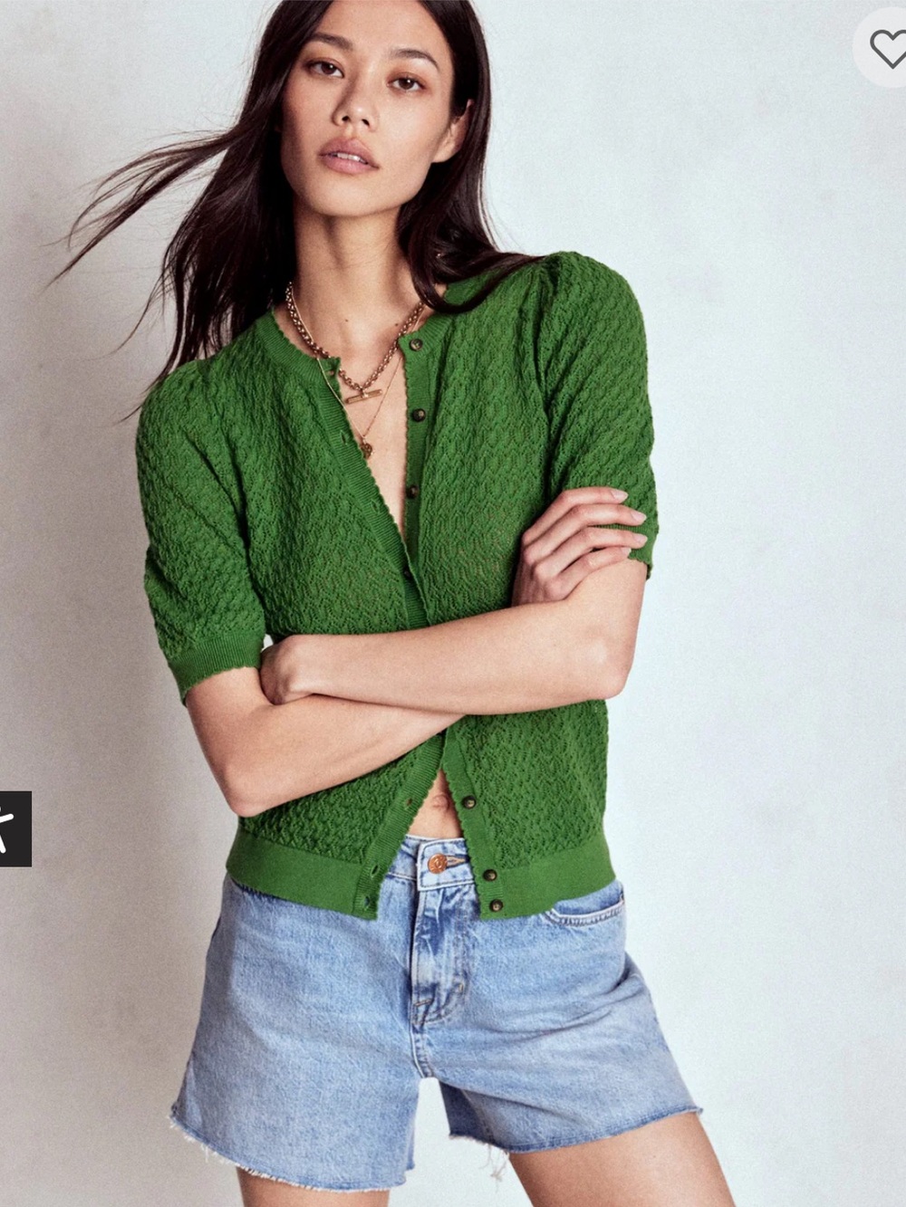 Boden Dot Pointelle Cardigan XS Iguana Green - Picture 4 of 9